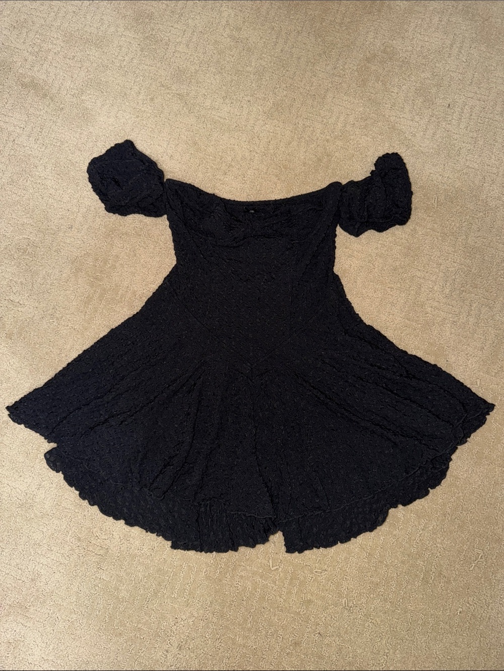 Black Off-Shoulder and open back Lace Dress/romper